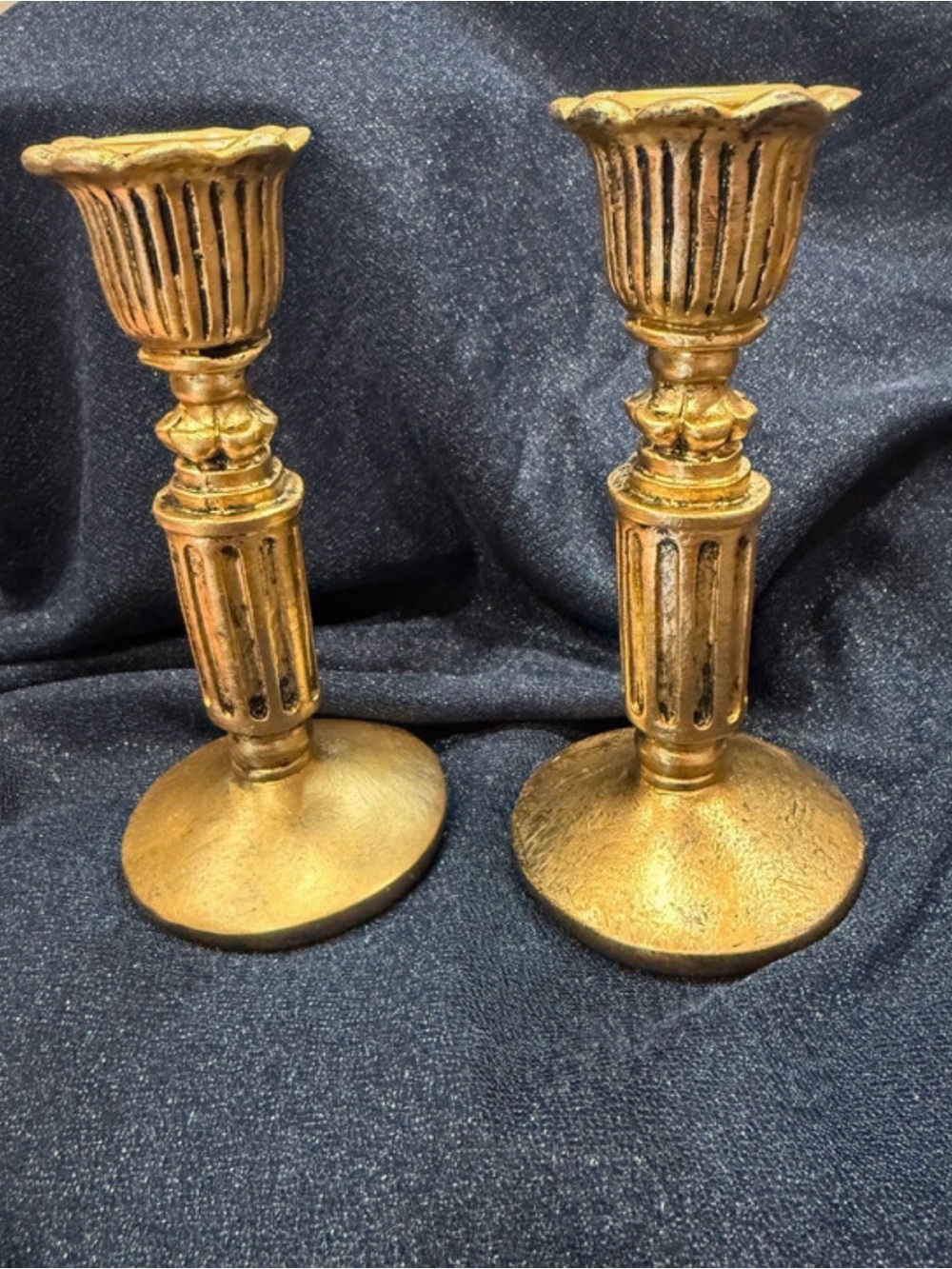 Gold Decorative Candlestick Pair - Elegant Home Accent